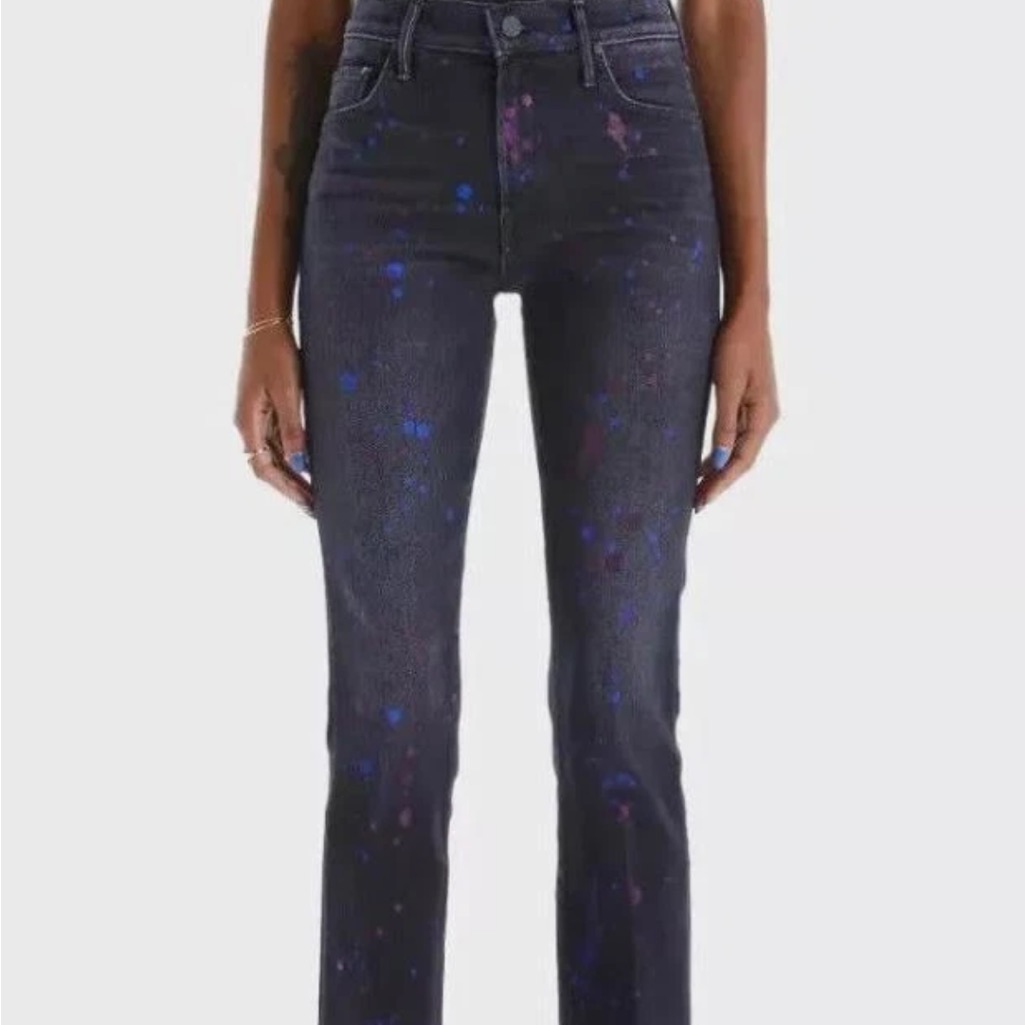 New Mother Rare Insider Ankle Splatter Jeans